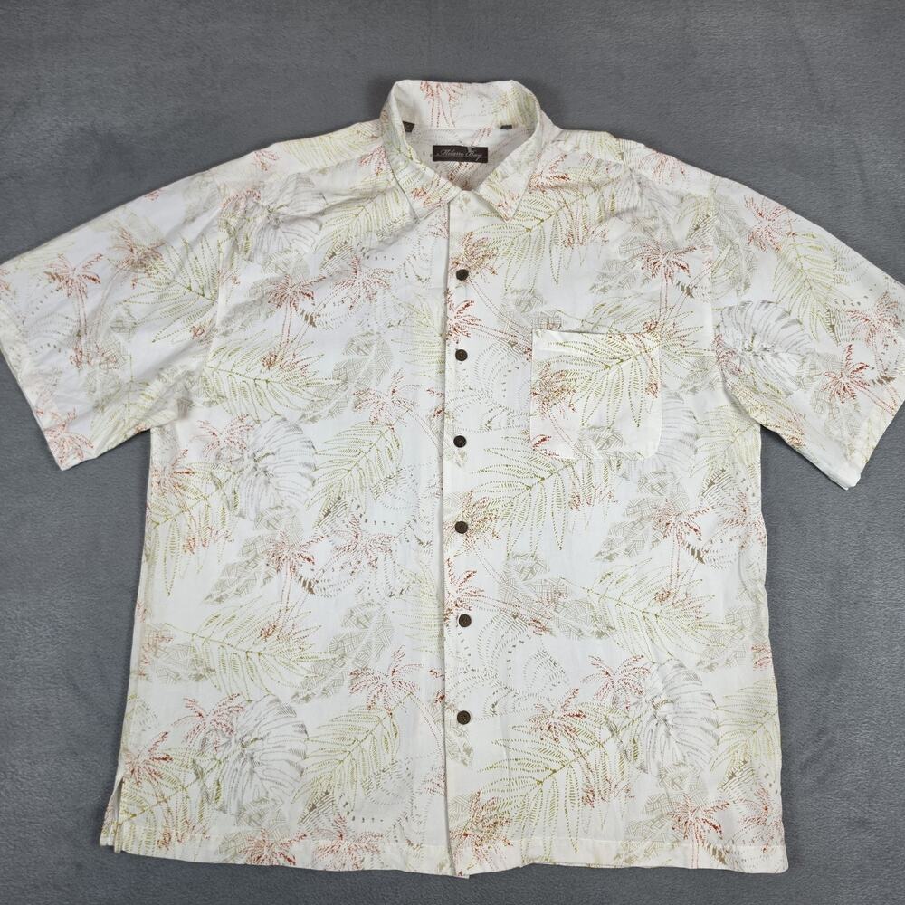 Milano Bay Hawaiian Camp Shirt Mens XXL Rayon Cotton Tropical Palm Trees